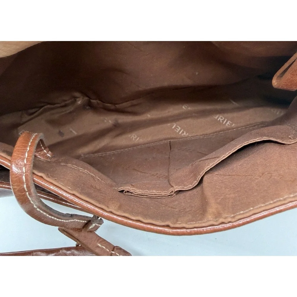 Aurielle Tan Brown Leather Organizer Medium Shoulder Bag Satchel With Wallet - Picture 7 of 11